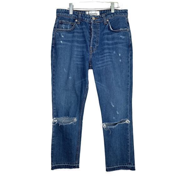 Reformation Petite Distressed Mid Rise Jeans in Celtic Wash‎ Size 28 - Picture 1 of 5